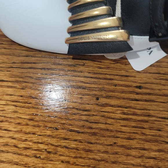 Louis Vuitton Headline White Black Gold Monogram Slingback Pumps Shoes Heels - Picture 14 of 16